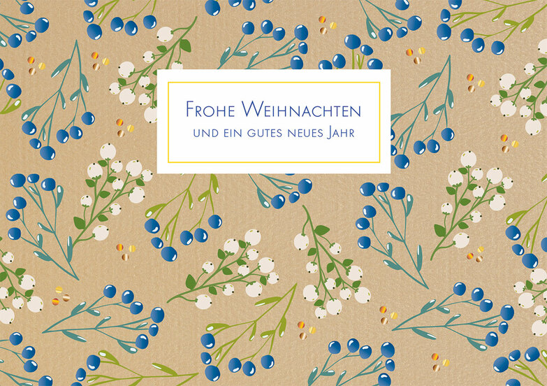 Grußkarte: Blaue und weiße Beeren