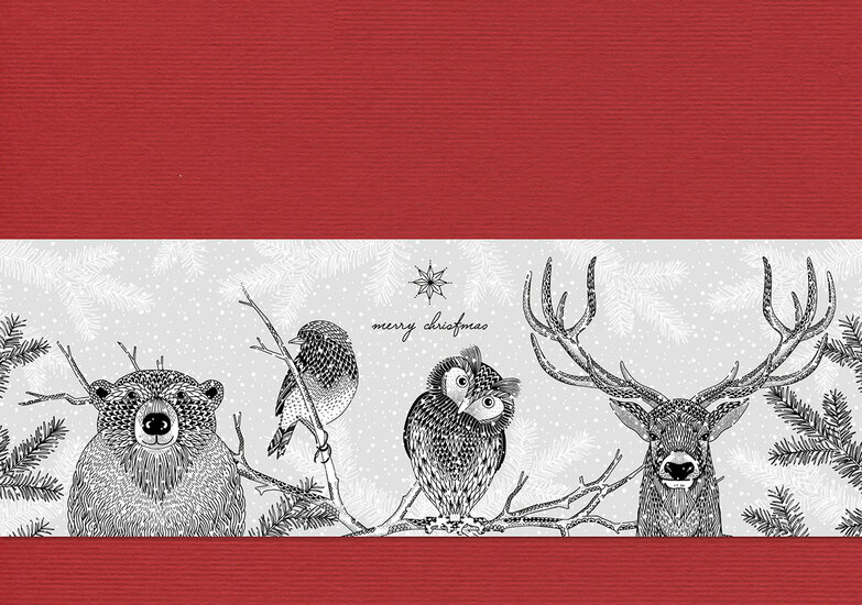 Weihnachtskarte: Tiere des Waldes