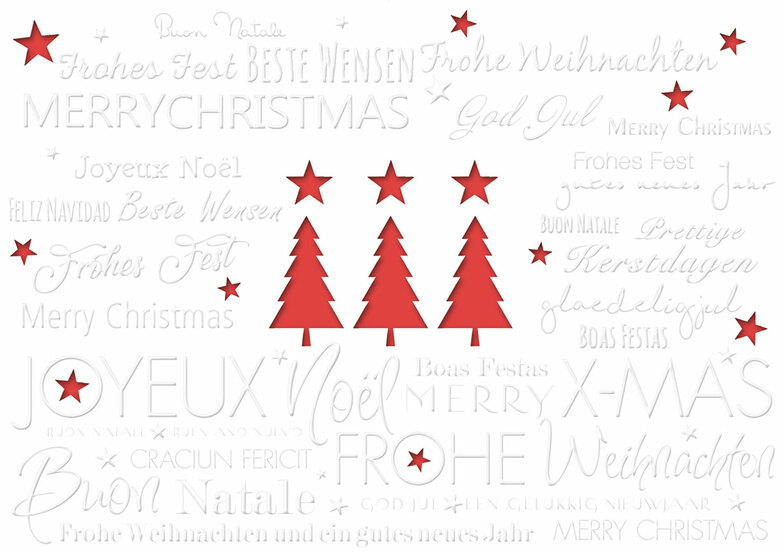 Weihnachtskarte: Drei mit Stern Rot